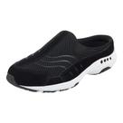 Sapatos Femininos Easy Spirit Traveltime Clog - Camurça Preta/Branca