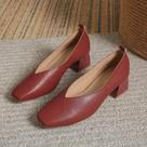 Sapatos Femininos Elegantes De Salto Alto Com Bico Quadrado, Estilo Kawaii Retro, Vermelho E Preto,