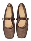 Sapatos femininos Milumia, sapatilhas de balé de malha, bico quadrado, marrom 6,5