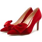 Sapatos femininos Moloershow, salto alto, bico fechado, 8 cm de altura, vermelhos Sapatos femininos Moloershow, salto alto, bico fechado, 8 cm de altura, vermelhos