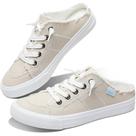 Sapatos femininos Obtaom Canvas Mules Memory Foam Clipper bege US8