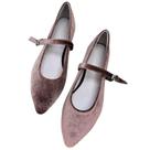 Sapatos femininos Stunner Mary Jane Flats, bico fino, marrom claro