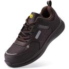 Sapatos FitVille Wide Steel Toe, couro impermeável, masculinos, marrons