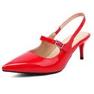 Sapatos ForeMode Slingback Heels Pointed Toe Kitten Red Tamanho 6