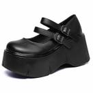 Sapatos Gothniero Platform Mary Janes pretos para mulheres