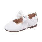 Sapatos Mary Jane De Couro Macio Para Meninas, Cor Sólida, Laço, Bico Redondo, Moda Infantil,