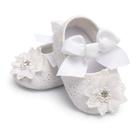 Sapatos Ohwawadi Baby Girl Mary Jane Flats de 0 a 6 meses brancos