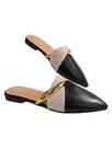Sapatos rasos BEAUDRM, sandálias femininas Bow Mules Slide, pretas e bege