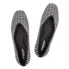 Sapatos rasos casuais Frank Mully femininos com bico quadrado, malha tricotada