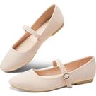 Sapatos rasos Obtaom Mary Jane Ballet Flats para mulheres bege