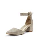 Sapatos Scarpin DREAM PAIRS ANNEE Glitter Dourado Salto Baixo 5,7 cm