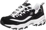 Sapatos Skechers D'Lites Memory Foam com cadarço preto e branco 7M US