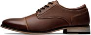 Sapatos sociais Jousen Leather Oxford Cap Toe para homens - marrom