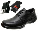 Sapatos Social Ortopédico com Cadarço Ajustável Conforto Masculinos Com Cinto + Carteira