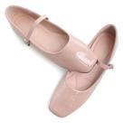 Sapatos WENJIAZHIZHI Mary Jane Flats femininos de couro envernizado nus Sapatos WENJIAZHIZHI Mary Jane Flats femininos de couro envernizado nus