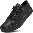 Sapatos XRH Slip on femininos de couro PU, tênis pretos