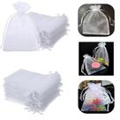 Saquinho de Organza 9x12cm - Branco - 100 Unidades