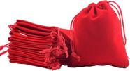 Saquinho de Veludo para Presentes - Vermelho - 12x9cm - Kit com 10 Unidades