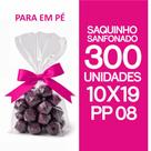 Saquinho Transparente PP 10X19 com 300un Celofane Sanfonado Fundo