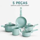 Satin Cook Conjunto de Panelas 5 Peças Aquamint Alumínio Antiaderente para Fogão de Indução e Gás Prático Elegante e Durável