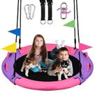 Saucer Swing infantil HeyZoo de 43" com rotação de 360 rosa roxo
