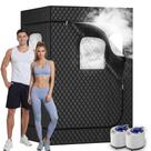 Sauna a vapor portátil Manastin para 2 pessoas com 2 cadeiras pretas
