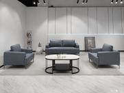 Sc-9909 conjunto internacional sofá 1,93m com 2 poltronas - material ecológico azul escuro - escritório sala consultório