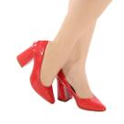 Scarpim verniz vermelho salto bloco alto Scarpim verniz vermelho salto bloco alto