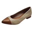 Scarpin Baixo Bicolor Couro Chestnut/Skin