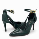Scarpin Bebecê Bico Fino com Detalhe em Croco e Tira no Tornozelo Scarpin Bebecê Bico Fino com Detalhe em Croco e Tira no Tornozelo
