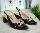Scarpin Bico Fino Aberto Atras Slingback Salto Baixo Confort Scarpin Bico Fino Aberto Atras Slingback Salto Baixo Confort