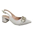 Scarpin Bico Fino Aberto Atras Slingback Salto Baixo Confort