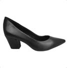 Scarpin bico fino salto bloco usaflex couro