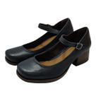 Scarpin Boneca Couro de Carneiro Azul Marinho