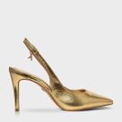 Scarpin Carrano Slingback Charm Couro Spechio Metalizado Gold - 195162