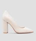 Scarpin CBK Salto Alto Grosso Couro Nude