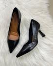 Scarpin com Salto Médio Taça Evasê e Bico Fino - Bebecê - Preto Verniz