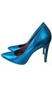 Scarpin couro bico fino salto agulha azul celeste 38