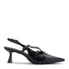 Scarpin couro margaret salto médio slingback lia line