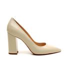 Scarpin Couro Off White Salto Alto Bloco Cecconello 1904002-16 Scarpin Couro Off White Salto Alto Bloco Cecconello 1904002-16