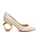 Scarpin Couro Off White Salto Vazado Cecconello 2201002-7 Scarpin Couro Off White Salto Vazado Cecconello 2201002-7