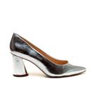 Scarpin Couro Prata Salto Bloco Médio Cecconello 2630001-11 Scarpin Couro Prata Salto Bloco Médio Cecconello 2630001-11