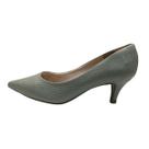 Scarpin Croco Salvia Couro Macio Acolchoado Antiderrapante