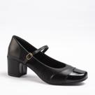 Scarpin Feminino Azzav Boneca Bicolor Off White e Preto Salto Grosso