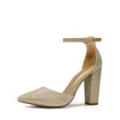 Scarpin Feminino DREAM PAIRS Coco Dourado com Glitter e Salto Grosso