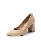Scarpin Feminino DREAM PAIRS Salto Bloco Bico Fino Nude