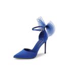 Scarpin Feminino DREAM PAIRS SDPU2322W em Cetim Azul com Salto de 10 cm