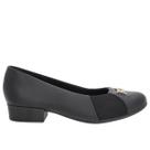Scarpin Feminino Salto Baixo Couro Corrente Usaflex UF04004 - Preto - 39