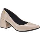 Scarpin Feminino Salto Bloco Confortável Bico Fino Verniz