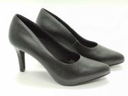Scarpin feminino salto fino bico fino em couro marca Usaflex cor preto 701520 Scarpin feminino salto fino bico fino em couro marca Usaflex cor preto 701520